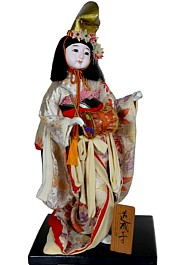 японская старинная интерьерная кукла Девочка - танцовщица с барабаном 
