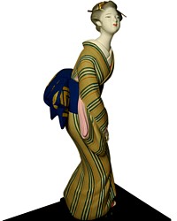 Девушка с зонтиком, статуэтка из керамики, Япония