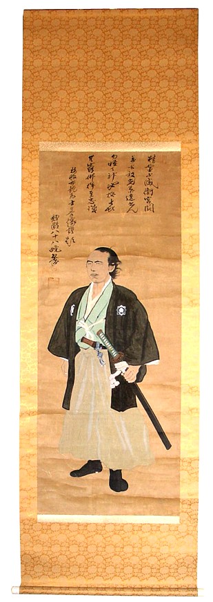 самурай, японский рисунок на свитке, 1920 г.