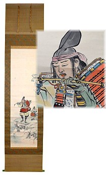 японская картина Самурай на скалистом берегу, 1880-90-е гг.