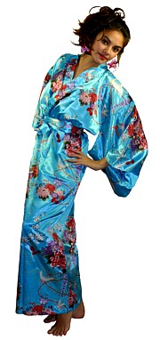 женский халат- кимоно из иск. шелка - стильная одежда для дома из Японии