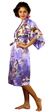 японский халат-кимоно из искустввенного шелка