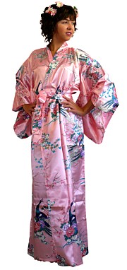 халат-кимоно Павлин в Саду, иск. шелк, сделано в Японии